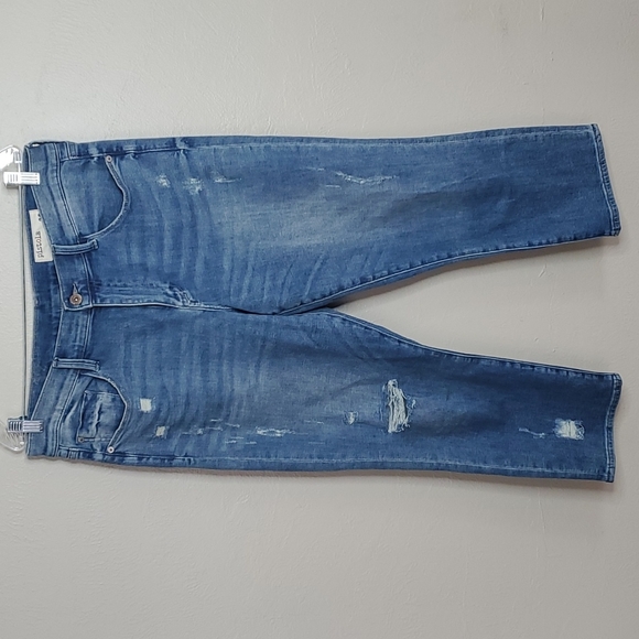 Pistola High Rise Medium Wash Distressed Cropped Straight Leg Jeans Size 32 - Picture 2 of 9